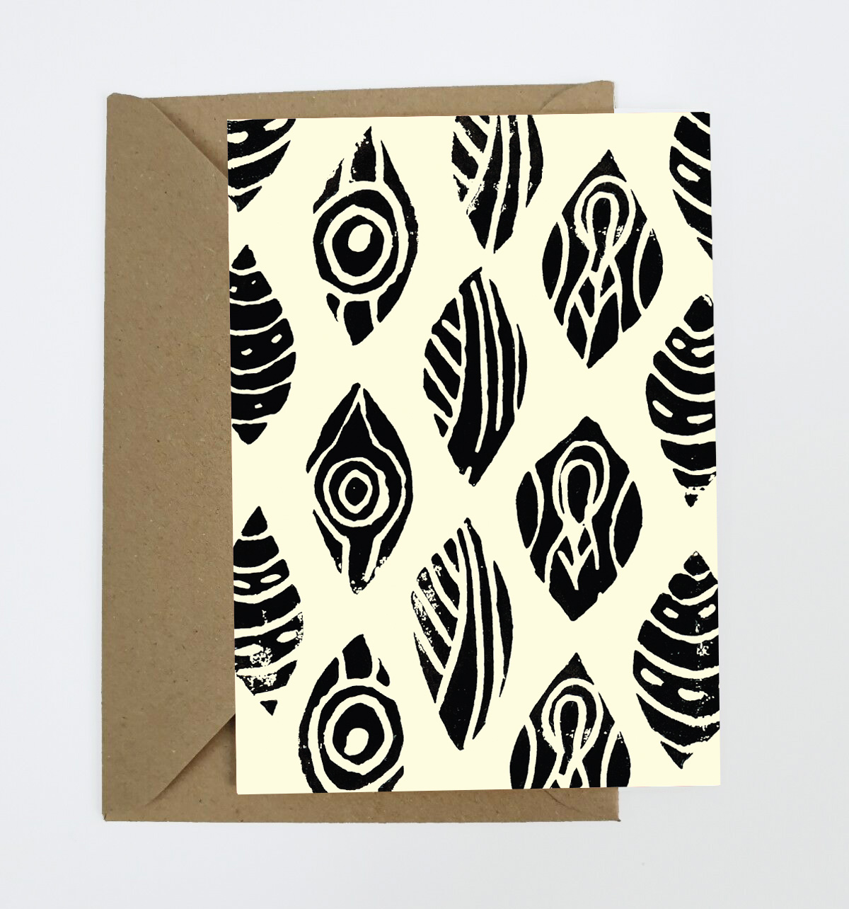 Repeat Shield Linocut Greeting Card