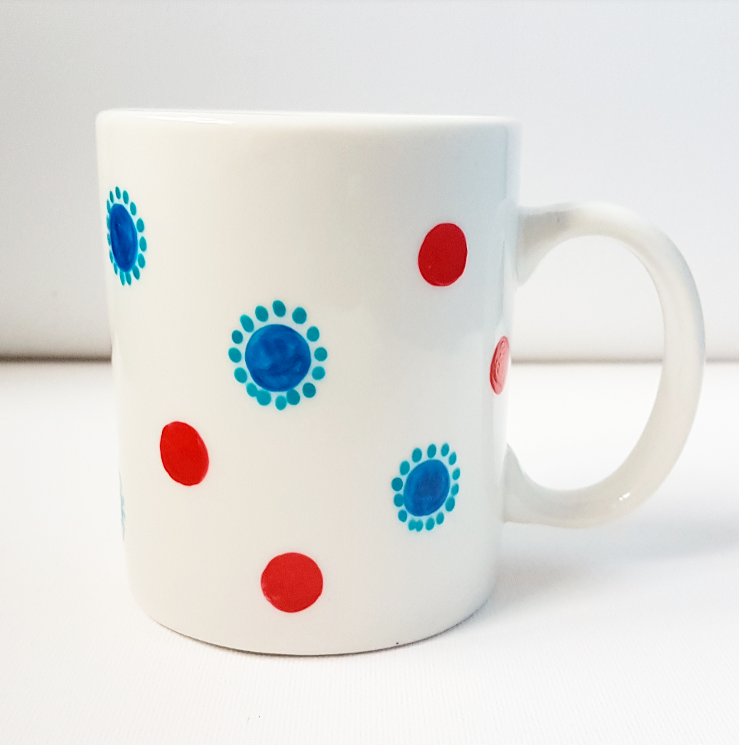 Floral Dot Hand Painted Mug