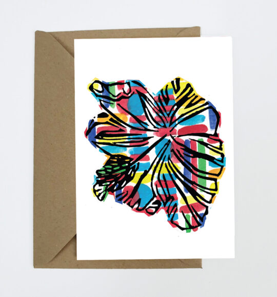 Hibiscus Linocut Greeting Card