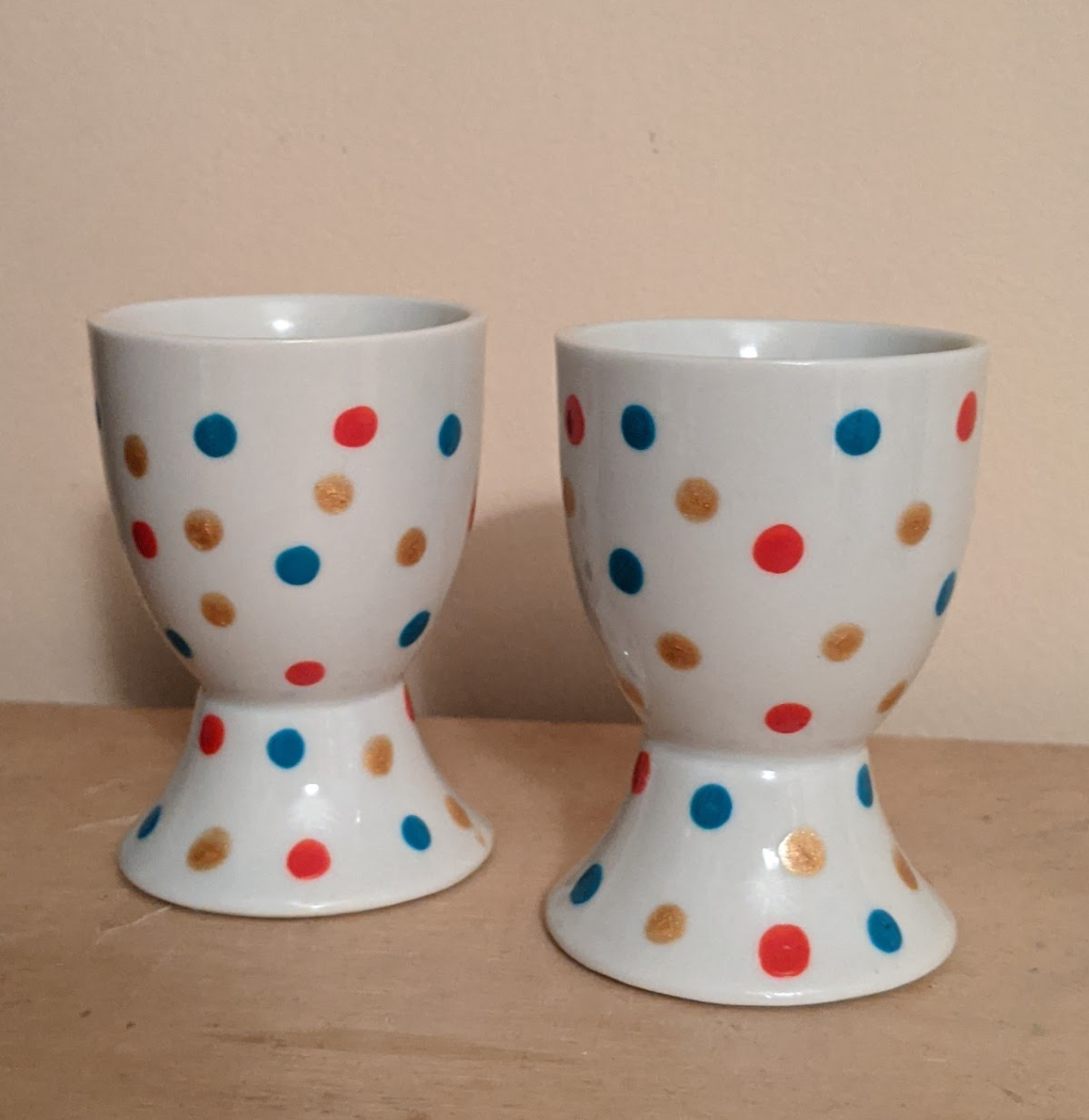 Turquoise, Red, Gold Egg Cups